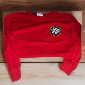 Red Kids Shirt with Floral Patch